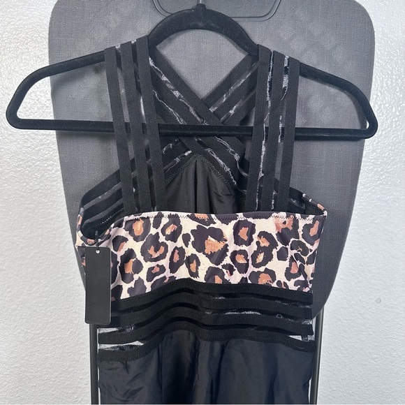 Brown and Black Leopard Print One Piece Swimsuit - Picture 3 of 10